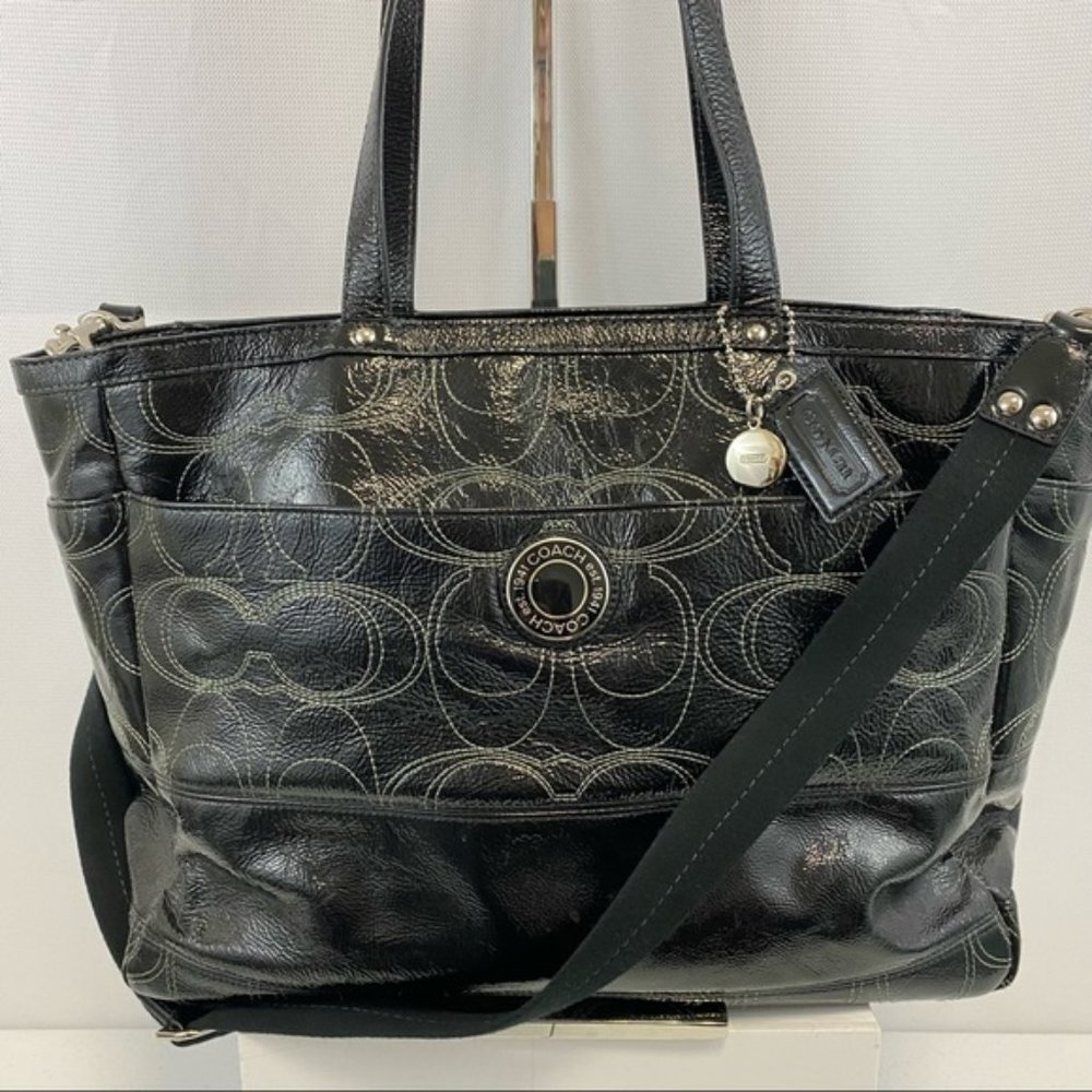 Bee-Yout-iful!! Coach Patent Leather Weekender, Signature C Diaper or Travel Bag - Picture 4 of 17